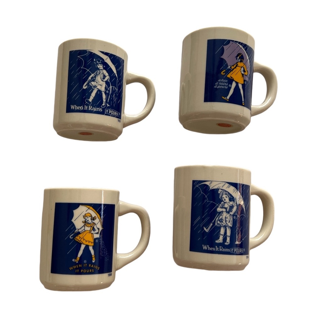 Vintage When it Rains It Pours Morton Salt Girl 1914 1921 1956 1968 Coffee Mugs - Picture 12 of 13
